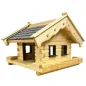 Preview: Vogelhaus Heidi mit wetterfesten Bitumenschindeln in Grau braune Fenster und Eingänge