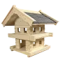 Preview: Große XL Vogelvilla Vogelhaus aus Holz mit 2 Etagen Futtersilo