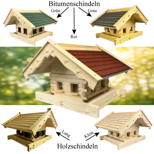 Preview: Vogelfutterhaus Maxi mit Silo verschiedene Bedachung wetterfest