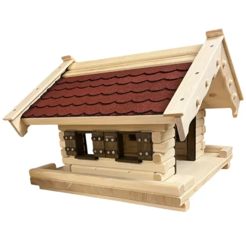 vogelhaus-alm-mit-roten-bitumenschindeln-mit-dunkelbraun-gebeizten-fensterlaeden-tuer-und-fensterzargen vogelhaus-alm-mit-roten-bitumenschindeln-mit-dunkelbraun-gebeizten-fensterlaeden-tuer-und-fensterzargen