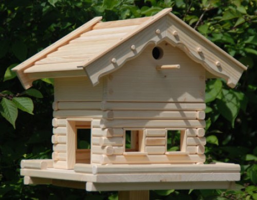 vogelhaus clara grundmodell mit nistkasten für meisen aus holz im blockhausstil2