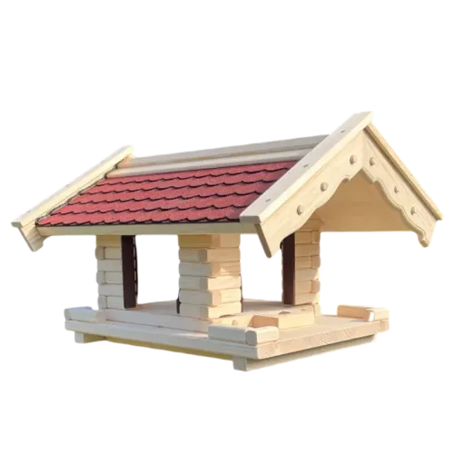 Preview: Vogelfutterhaus aus Holz mit ausziehbarem Boden