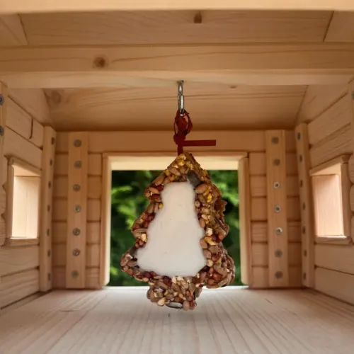 Preview: vogelhaus-mit-meisenknödelhalterung