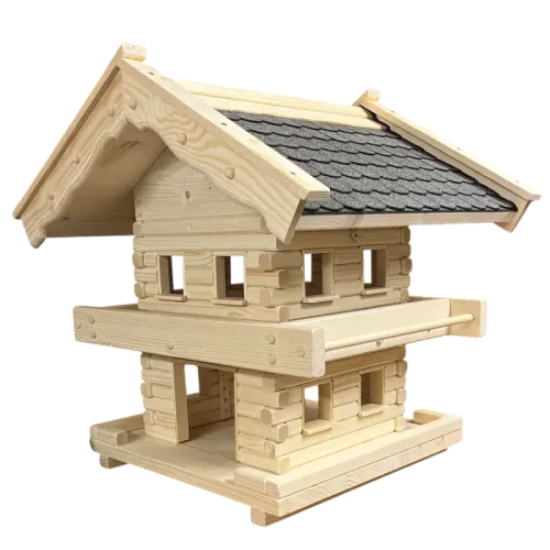 Große XL Vogelvilla Vogelhaus aus Holz mit 2 Etagen Futtersilo