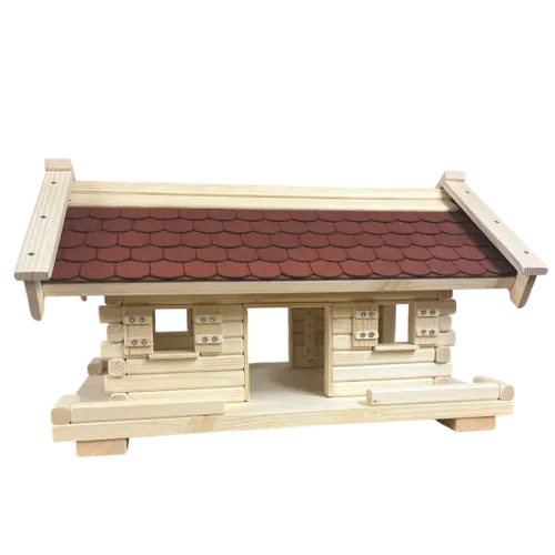 Preview: XL Vogelhaus aus Holz mit wetterfesten Bitumenschindeln und Deko Fensterläden