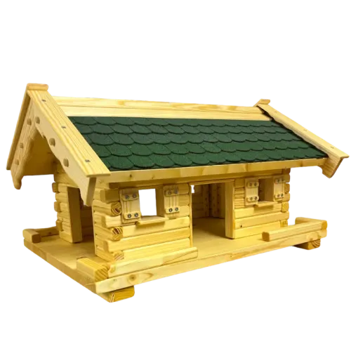 xl-vogelhaus-middel-gruene-bitumenschindeln-fensterlaeden-boden-mit-zaun