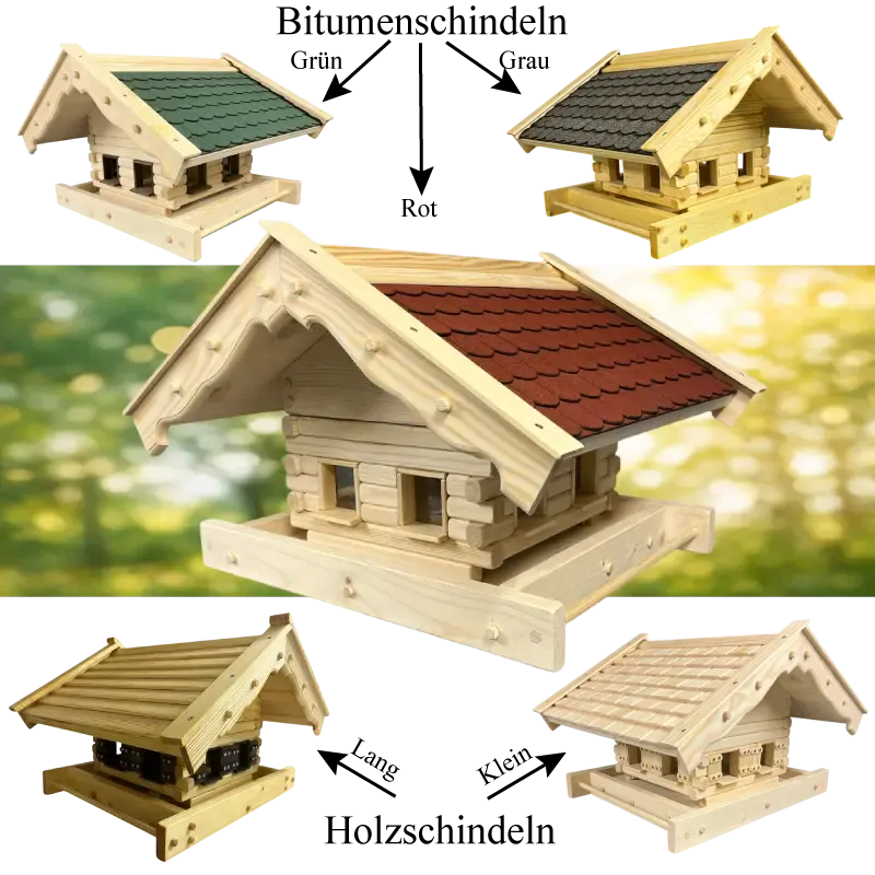 Vogelfutterhaus Maxi mit Silo verschiedene Bedachung wetterfest