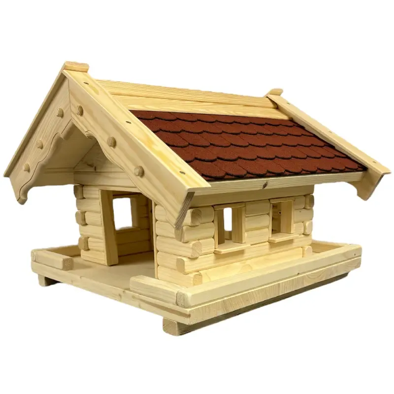 vogelhaus-alm-mit-roten-bitumenschindeln-und-zaun vogelhaus-alm-mit-roten-bitumenschindeln-und-zaun