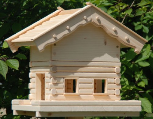 vogelhaus clara grundmodell mit nistkasten für meisen aus holz im blockhausstil5