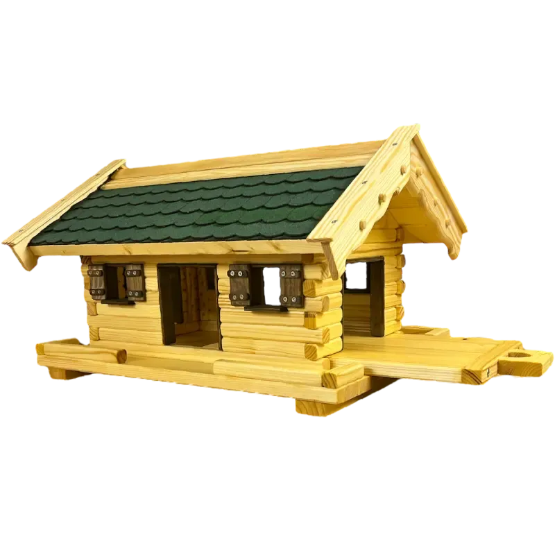 vogelhaus-middel-gruene-bitumenschindeln-dunkelbraun-gebeizte-türen-fensterzargen-fensterlaeden-ausziehboden-boden-mit-zaun vogelhaus-middel-gruene-bitumenschindeln-dunkelbraun-gebeizte-türen-fensterzargen-fensterlaeden-ausziehboden-boden-mit-zaun