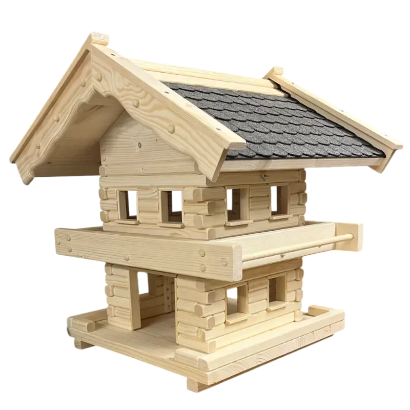 Große XL Vogelvilla Vogelhaus aus Holz mit 2 Etagen Futtersilo