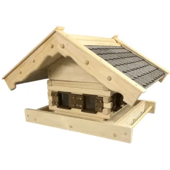 Vogelfutterhaus aus Holz mit Aufklappbarem Dach und Futtersilo
