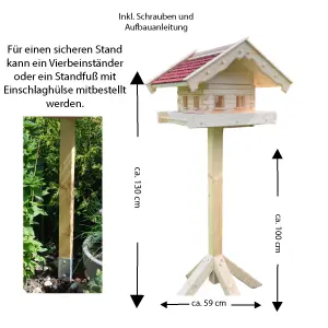 vogelhaus-futterspender-futtersilo-maxi-rote-biumenschindeln-mit-staender