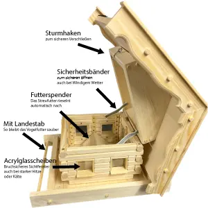 vogelhaus-futterspender-futtersilo-maxi-rote-biumenschindeln-uebersicht-funktionen