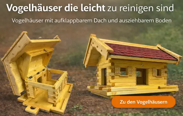 Holz-Vogelhäuser mit aufklappbarem Dach und ausziehbarem Boden
